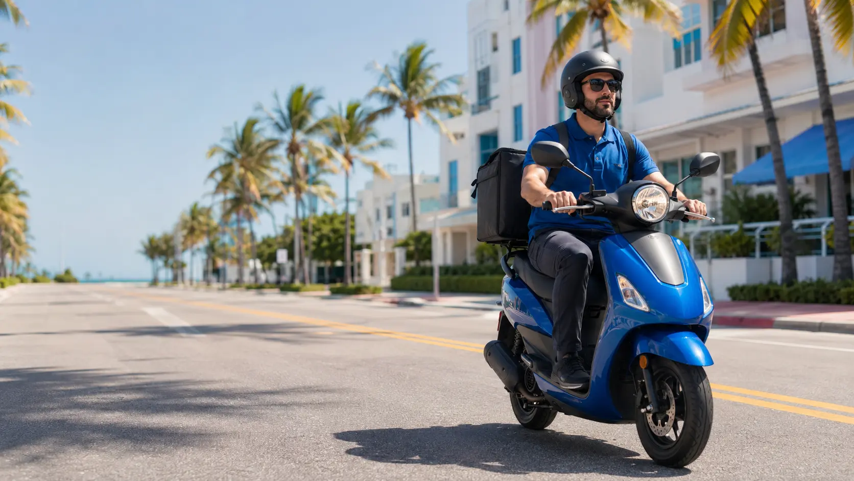 Delivery rider on a scooter in Miami