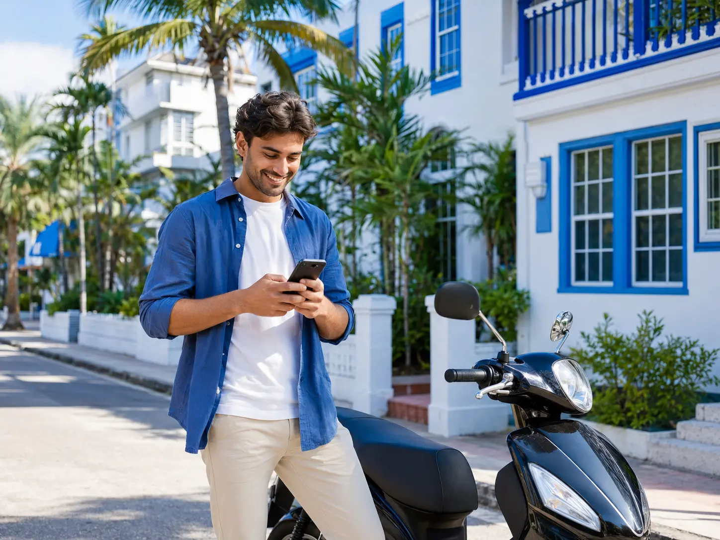 Miami rider completing a scooter rental application on a phone