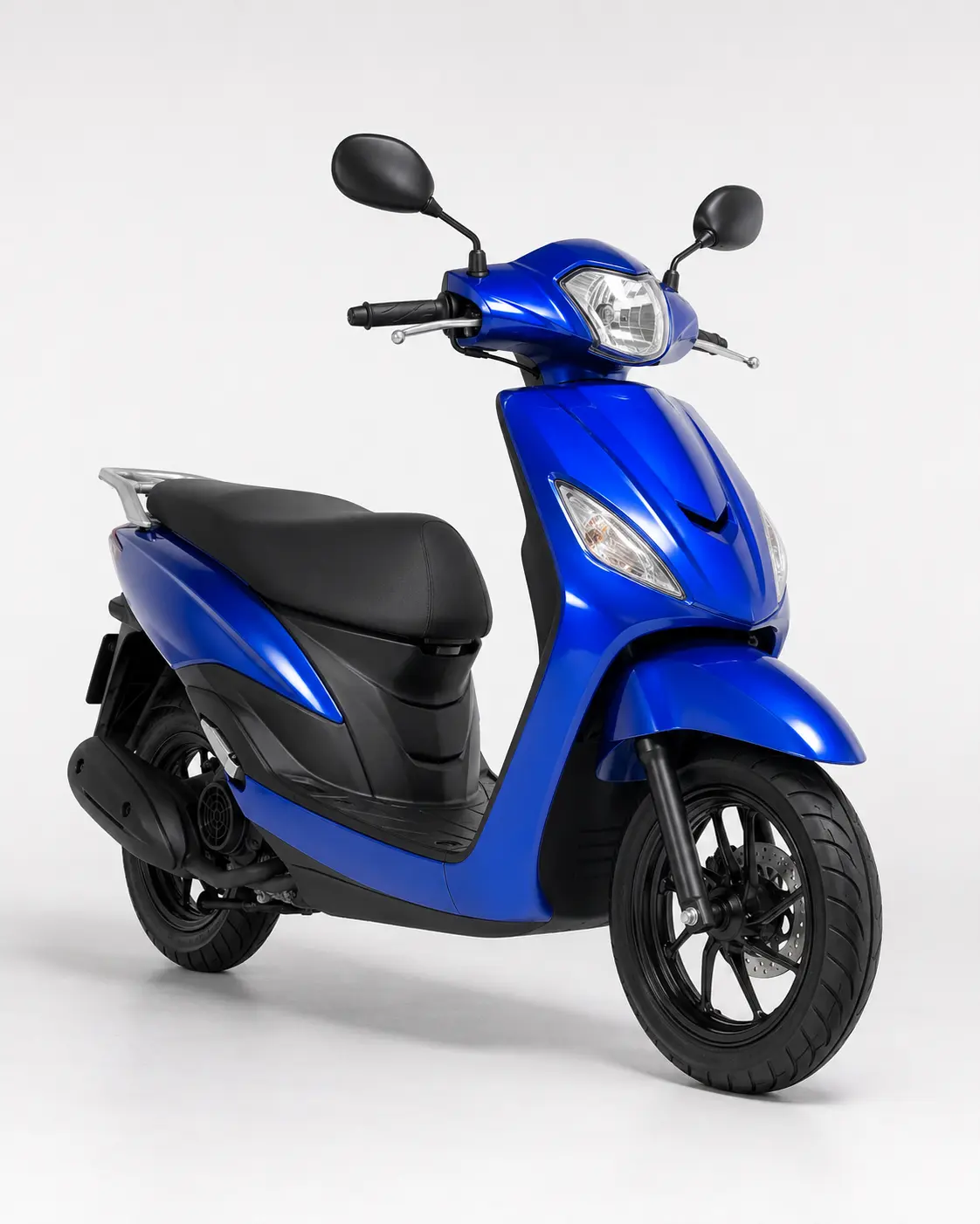 Generic blue used scooter in a clean showroom